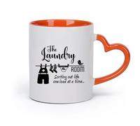 Tazas de Café con Asas Grandes para Hombres y Mujeres Cuarto de lavado Baño （11oz/320ml） Regalo divertido para amantes del café, mejores amigos del trabajo, compañeros de trabajo y amigos Naranja
