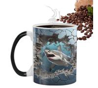 Tazas de café con cambio de calor,taza de tiburón de cambio de color | Tazas de té sensibles al calor | Taza de café con estampado de pescado de mar, taza de cerámica mágica y linda