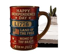 Tazas de café con diseño de bandera de Estados Unidos, diseño de la libertad, recipiente de resina reutilizable, recipiente decorativo para bebidas para usar en casa o en el estudio