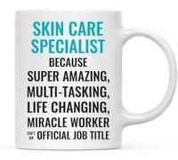 Tazas de café con el título de especialista en cuidado de la piel "Hacedor de milagros" no es una tarea, taza de café novedosa, taza de té de cerámica con impresión de doble cara para mamá, papá, amig