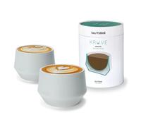 Tazas de café con leche de porcelana KRUVE IMAGINE, tazas de café con leche de doble pared, juego de dos tazas de vidrio - diseño esférico térmico de 5 oz para arte de café con leche, tazas de café
