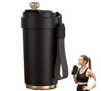 Tazas de café con tapas, tazas de café térmicas portátiles de acero inoxidable, a prueba de derrames, botella de agua con aislamiento seguro para entrenamiento, escuela