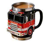 Tazas de café con temática de extinción de incendios, taza de té de resina y acero inoxidable, 10 x 9 cm, de agua fría caliente, regalo para papá, hermano, marido, cumpleaños, vacaciones, casa