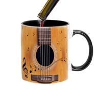 Tazas de café con temática musical - Recipiente de viaje para guitarra, vasos de cerámica de 350 ml para violín para piano, soporte para bebidas con asa para instrumento acústico, decoración