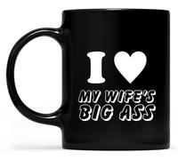 Tazas de café con texto "Amo el trasero grande de mi esposa", de marido a mujer, novedosas tazas de café de cerámica con impresión de doble cara para mamá, papá, amigo, esposa o marido, regalo de 11 o