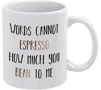 Tazas de café con texto en inglés "Words Can't Espresso How Much You Bean to Me", novedosas tazas de café de cerámica con impresión de doble cara para mamá, papá, amigo, esposa, esposo, regalo de 11 o