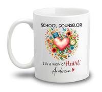 Tazas De Café Consejero Escolar Una Obra De Corazón Taza Cerámica,Divertido,Impresa,Tazas De Té Para Desayuno Cumpleaños Café Y Té 330Ml