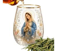 Tazas de café cristianas, transparente de Jesús de 400 ml, cristalería coleccionable de flores, para té, cerveza, bebidas, hogar, , comedor, cumpleaños, vacaciones, reuniones