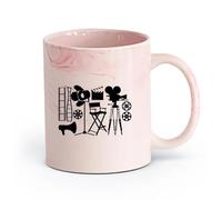 Tazas de café de blanca Cámara vintage con foco para cine （11oz/320ml） una bebida matutina, bodas, cumpleaños, regalos para mujeres, Día del Padre, madres, niñas y niños Rosa mármol