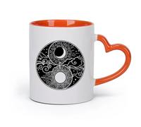Tazas de café de blanca Resumen Luna Sol Cielo Día Noche （11oz/320ml）para una bebida matutina, bodas, cumpleaños, regalos para mujeres, Día del Padre, madres, niñas y niños Naranja