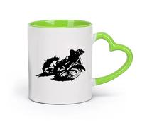 Tazas de café de blanca Silueta de motocross Deportes extremos （11oz/320ml） Regalo divertido para amantes del café, mejores amigos del trabajo, compañeros de trabajo y amigos Verde