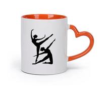 Tazas de café de blanca Silueta de mujer bailando, bailarina. （11oz/320ml） Regalo divertido para amantes del café, mejores amigos del trabajo, compañeros de trabajo y amigos Naranja