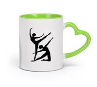 Tazas de café de blanca Silueta de mujer bailando, bailarina. （11oz/320ml） Regalo divertido para amantes del café, mejores amigos del trabajo, compañeros de trabajo y amigos Verde