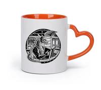 Tazas de café de blanca un dibujo de un hombre leyendo la Biblia （11oz/320ml） Para café, sopa, té, leche, latte, chocolate caliente, para mujeres y hombres Naranja