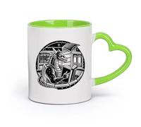 Tazas de café de blanca un dibujo de un hombre leyendo la Biblia （11oz/320ml） Para café, sopa, té, leche, latte, chocolate caliente, para mujeres y hombres Verde