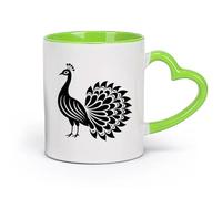 Tazas de café de blanca Un pavo real de vista completa （11oz/320ml） para una bebida matutina, bodas, cumpleaños, regalos para mujeres, Día del Padre, madres, niñas y niños Verde