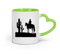 Tazas de café de blanca Vida del cactus del caballo del desierto （11oz/320ml） Para café, sopa, té, leche, latte, chocolate caliente, para mujeres y hombres Verde