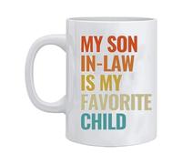 Tazas de café de ceráca, yerno es taza de niño favorito - Taza de Leche | Taza de café de ceráca con humor faliar divertido para cumpleaños, con texto en inglés "My Son In Law Is My Favorite Child"