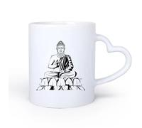 Tazas de café de cerámica blanca Buda Budismo Yoga Mediación Om 11oz/320ml El mejor regalo para una bebida matutina, bodas, cumpleaños, regalos para mujeres, Día del Padre, madres, niñas y niños