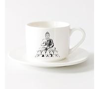 Tazas de café de cerámica blanca Buda Budismo Yoga Mediación Om （6oz/175ml） El mejor regalo para una bebida matutina, bodas, cumpleaños, regalos para mujeres, Día del Padre, madres, niñas y niños