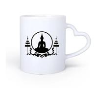 Tazas de café de cerámica blanca Buda Sentado Budismo Zen Inicio 11oz/320ml El mejor regalo para una bebida matutina, bodas, cumpleaños, regalos para mujeres, Día del Padre, madres, niñas y niños