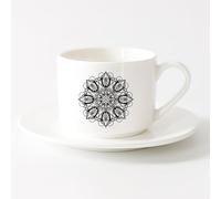 Tazas de café de cerámica blanca Estudio de meditación Enso Circle Mandala （6oz/175ml） Perfecto para cocinas, restaurantes y cafeterías, gran idea de regalo