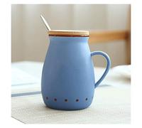 Tazas de café de cerámica, Coffee Cup Retro Style Ceramic Milk with Lid and Stainless Steel Spoon Multi-Use Breakfast Suitable for Office and Household Tea