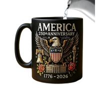 Tazas de café de cerámica, taza de cerámica de café conmemorativa de 11 Oz, 250th Cup With Flag & Eagle Design Practical Choices Commemorative Cultural Symbol para Mujeres Adultos Viajes de sopa de té