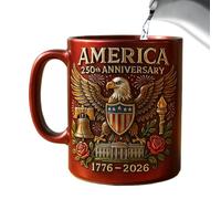 Tazas de café de cerámica, taza de cerámica de café conmemorativa de 11 Oz, 250th Cup With Flag & Eagle Design Practical Choices Commemorative Cultural Symbol para Mujeres Adultos Viajes de sopa de té