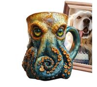 Tazas de café de cerveza de pulpo, novedosa resina hecha a mano con de pulpo, taza de café creativa con de pulpo, taza de café con asa, vasos de regalo de cumpleaños para los amantes de
