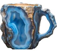 Tazas de Café de Cristal Mineral 2024 - Mug Multicolor Translúcido, Elegante Regalo para Casa y Oficina (Azul)