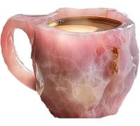Tazas de Café de Cristal Mineral 2024 - Mug Multicolor Translúcido, Elegante Regalo para Casa y Oficina (Rosa)