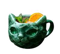Tazas de café de cristal, recipiente de figura felina, soporte transparente para bebidas, experiencia de beber inspirada en animales esculpidos, acento decorativo de presentación de vidrio | para área