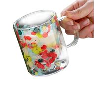 Tazas de café de doble pared de , vasos de agua de , vasos de flores secas transparentes de 250 ml con asas | Vasos de de flores, cristalería estética para té - zumo