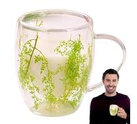 Tazas De Café De Doble Pared - Tazas De Café Con Flores Secas, Tazas De Café Artístico | Tazas De Café Espresso De Doble Pared, Tazas De Capuchino De Vidrio, Tazas De Café Espresso Co