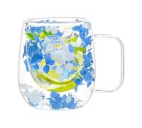 Tazas de café de doble vidrio con aislamiento de flores secas | Tazas de café de vidrio transparente, taza de aislamiento térmico de doble capa con asa de 250 ml para espresso, capuchino