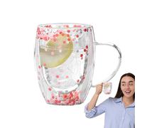 Tazas De Café De Doble Vidrio,Tazas De Café De Doble Pared | Taza de café de vidrio aislante transparente estética de 350 ml | Vasos resistentes al calor de gran capacidad para café con leche, co