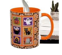 Tazas de café de Halloween, taza de cerámica gótica, tazas de bebidas de aislamiento de calor, aislamiento de calor, 380 ml de fiestas compactas de cocina, ideal para adultos, niños, papá, amigos, mam
