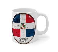 Tazas de café de la República Dominicana con la bandera del estado blanco, para viajes, deportes, cerámica, café, té, tazas divertidas para gimnasio, taza blanca brillante, regalo para el día de la