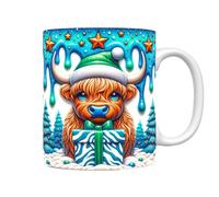 Tazas de café de Navidad, taza de vaca de Highlands, Tazas de café de vacaciones Tazas de café de Navidad de cerámica, Taza de café Highland Cow, accesorios de Navidad para cálido cómodo, chocolate, a