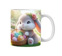 Tazas de café de Pascua, taza de café de Pascua,Huevos de colores Taza de café de Pascua Bunny | 350 ml de latte taza, lindo diseño de conejo caricaton