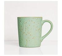 Tazas de café de porcelana gruesa estilo europeo para parejas, taza de diseño de tinta salpicada, taza de té de la tarde retro, bebidas de oficina y hogar/tazas de 250 ml (color: verde claro)
