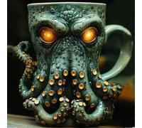 Tazas de café de pulpo | Taza de pulpo de criatura oceánica, divertida taza de cerámica, taza de café con forma de pulpo | Vasos de resina para amantes del mar