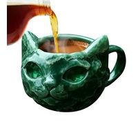 Tazas de café de, vaso con forma de gato, recipiente de té decorativo, recipiente de bebidas de vidrio transparente, acento de mesa inspirado en animales artísticos | para jugo, cerveza, leche