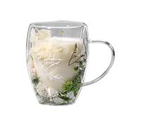 Tazas de café de vidrio aisladas, taza de flores secas de 350 ml con asa, tazas de café resistentes al calor, perfectas para café, de té, chocolate con leche, bebidas frías y calientes, vasos