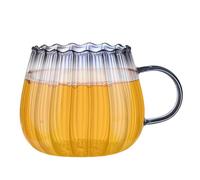 Tazas de café de vidrio de 400 ml, tazas de desayuno, de una sola pared, tazas de calabaza de vidrio transparente | Productos de comedor para agua de soda, té con leche, leche en polvo, café caliente,