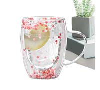 Tazas de café de vidrio de doble pared, elegantes tazas de té transparentes, taza de vidrio de retención de calor de 350 ml, elegante taza transparente de borosilicato con agarre, vasos reutilizables