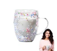 Tazas de café de vidrio de doble pared genéricas Tazas de café de vidrio de doble pared - Jarra de cerveza estética transparente de 350 ml con asa,Taza ligera resistente al calor para fem
