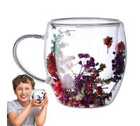 Tazas De Café De Vidrio De Doble Pared - Juego De Vasos Con Aislamiento Transparente, Diseño De Taza Resistente Al Calor | Estilo De Agarre De Mango , Elegante Característica De Visualización E