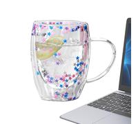 Tazas de café de vidrio de doble pared, taza de café de vidrio de borosilicato transparente aislado, resistente al calor, taza de café y té, taza térmica ligera